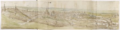 Panoramablick auf Leuven von Nordwesten (Feder und braune Tinte und Aquarell über schwarzer Kreide) von Anthonis van den Wyngaerde